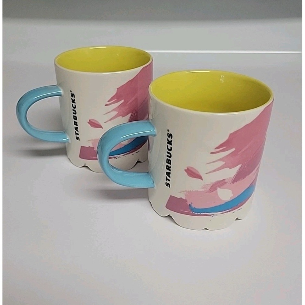 Starbucks Japan 2016 Sakura Series Spring Cherry Blossom Mug 10 Oz Set Of 2 EUC